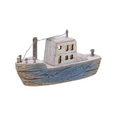 Decoratiune barca, lemn, led, 24x6x12 cm