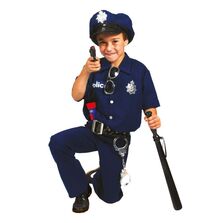 Costum politist baieti 4-14 ani, set 4 piese carnaval, albastru inchis marime 104