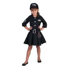 Costum ofiter fbi fetite 6-12 ani, 3 piese, rochie, curea, palarie marime 128