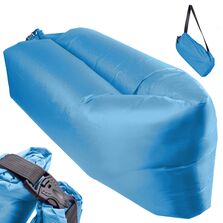 Saltea Auto Gonflabila "Lazy Bag" tip sezlong, 230 x 70cm, culoare Albastru, pentru camping, plaja sau piscina