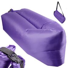 Saltea Auto Gonflabila "Lazy Bag" tip sezlong, 230 x 70cm, culoare Violet, pentru camping, plaja sau piscina